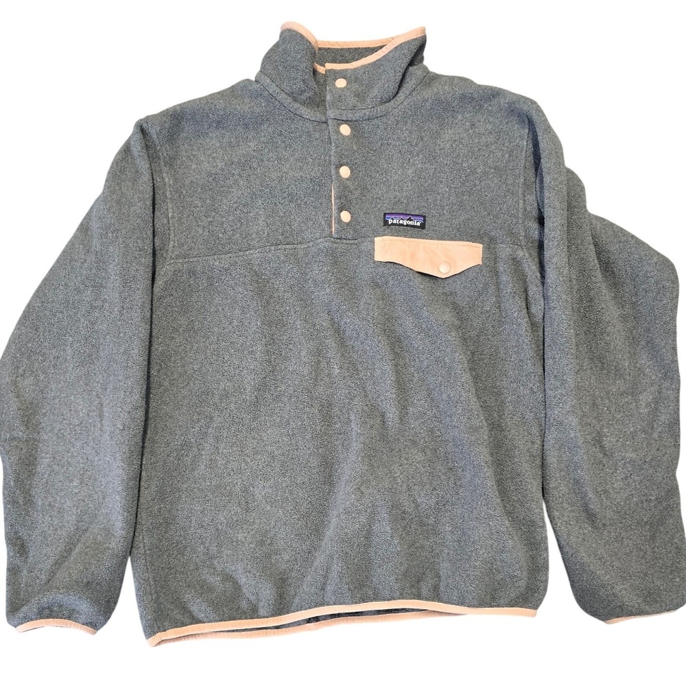 Patagonia Synchilla Snap T Fleece Pullover Gray Pink Women's Small